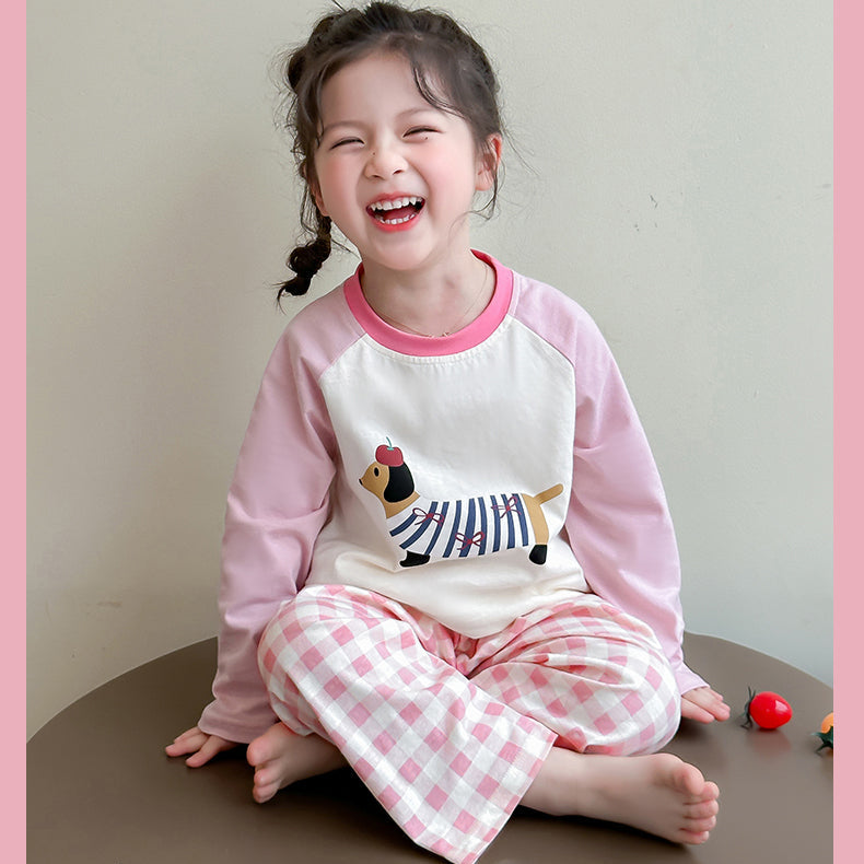 ID450 パジャマ キッズ 長袖 ルームウェア 寝巻 上下セット 女の子 綿 春 80cm 90cm 100cm 110cm 120cm 130cm 140cm 韓国 風 セットアップ 子供 ジュニア 幼稚園 やわらか おしゃれ 子供服