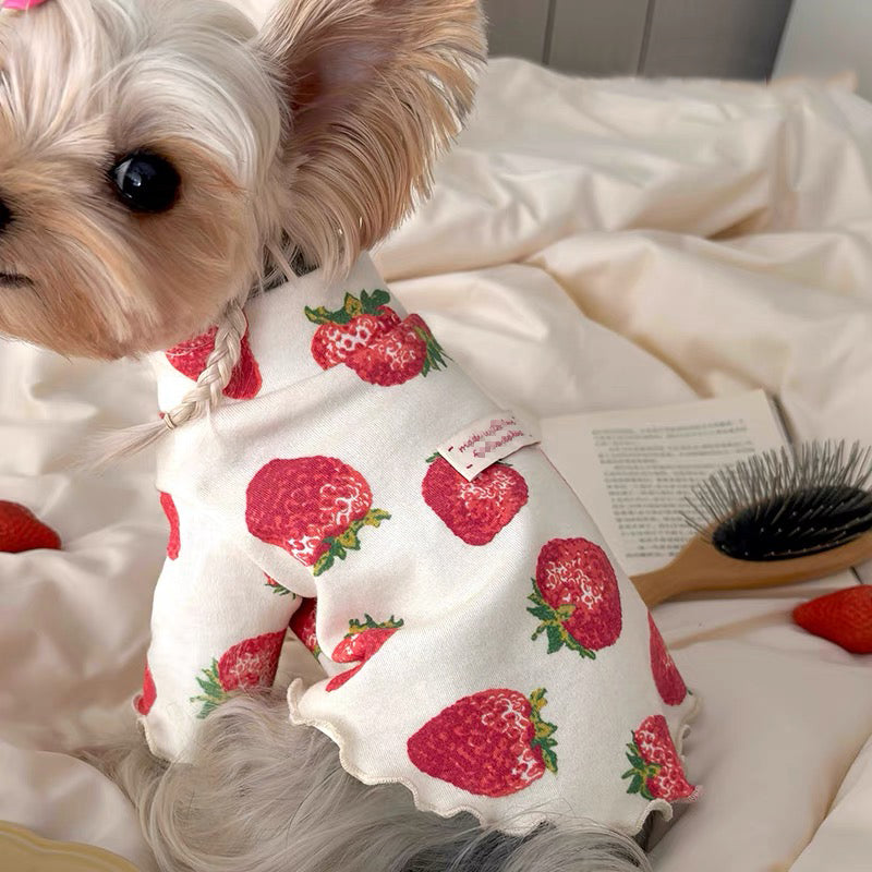 ID557 いちご 犬 服 レッド 犬服 S~XL 犬の服 ペットウェア おしゃれ かわいい 小型犬 中型犬 洋服 汚れ防止 ロングシーズン